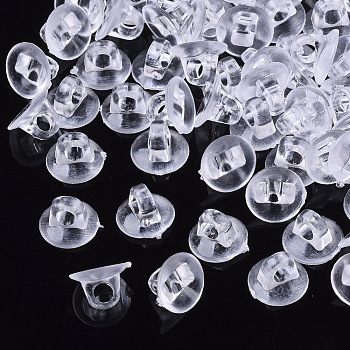 Transparent AS Plastic Charm Base Settings, for Flat Back Cabochons, Hair Findings, DIY Hair Tie Accessories, Clear, 7.5x5mm, hole: 2mm