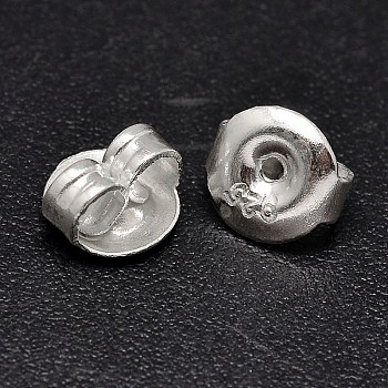Earring Findings 925 Sterling Silver Ear Nuts, Silver, 6.8x4mm, Hole: 1mm, about 54pairs/20g