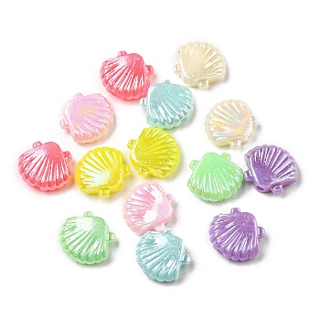 Acrylic Beads, AB Color Plated, Shell, Mixed Color, 10x11x3.5mm, Hole: 1.5mm, 2173pcs/500g