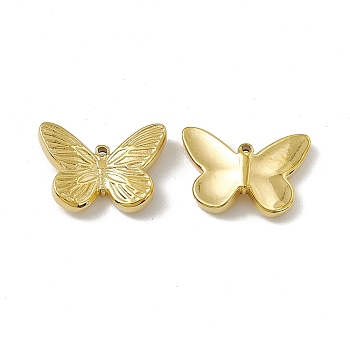Vacuum Plating 201 Stainless Steel Pendants, Butterfly Charm, Real 18K Gold Plated, 10.5x15x3mm, Hole: 0.8mm