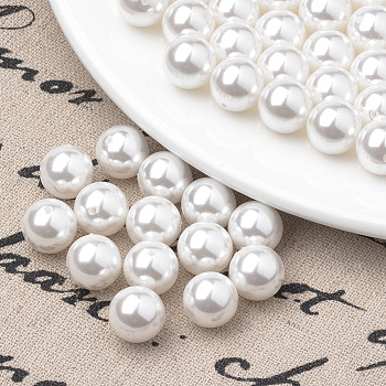 Eco-Friendly Plastic Imitation Pearl Beads Strands, High Luster, Grade A, Round, White, 12mm, Hole: 1mm, about 100pcs/strand, 47.24 inch