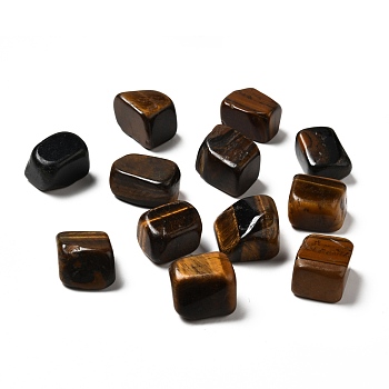 Natural Tiger Eye Beads, No Hole, Nuggets, Tumbled Stone, Healing Stones for 7 Chakras Balancing, Crystal Therapy, Meditation, Reiki, Vase Filler Gems, 16~33x16~33x10~25mm