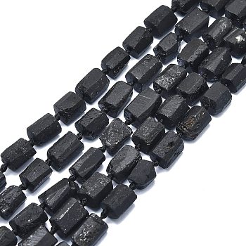 Natural Black Tourmaline Beads Strands, Faceted, Column, 11~17x9~11x8~10mm, Hole: 1mm, about 26pcs/strand, 17.32 inch(44cm)