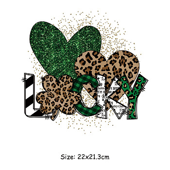 Saint Patrick's Day Theme PET Sublimation Stickers, Heat Transfer Film, Iron on Vinyls, for Clothes Decoration, Word, 213x220mm