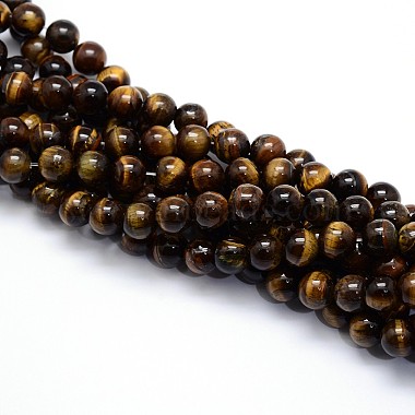 Natural Grade AB Tiger Eye Round Beads Strands(X-G-O047-02-6mm)-2