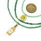 3шт. 3 ожерелья с подвесками из сплава эмали и цепочками из стеклянных бусин(NJEW-JN04456)-3