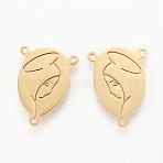 201 Stainless Steel Links connectors, Oval with Human, Golden, 16x12x1mm, Hole: 1mm(STAS-R090-02G)