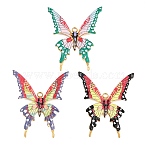 304 Stainless Steel Pendants, Butterfly Charms, Ion Plating(IP), Real 18K Gold Plated, Mixed Color, 48.5x38x3.5mm, Hole: 2mm(SA-CBA4809-14G)