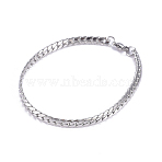 Men's 667 Stainless Steel Cuban Link Chain Bracelets, with 304 Stainless Steel Lobster Claw Clasps, Stainless Steel Color, 8-1/8 inch(20.7cm), 5mm(BJEW-G631-07P-1)