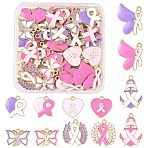 48Pcs 12 Styles Alloy Enamel Pendants, Golden, Awareness Ribbon Charms, Mixed Color, 16.5~27x14.5~20x1~1.5mm, Hole: 1.6mm, 4pcs/style(FIND-FS0004-81)