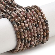 Argentina Natural Rhodonite Beads Strands, Faceted, Round, 3mm, Hole: 0.8mm, about 138pcs/strand, 14.96''(38cm)(G-G140-A01-02)