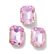 Glass Rhinestone Cabochons, Point Back & Back Plated, Faceted, Rectangle, Light Rose, 10x14x5mm(RGLA-G020-01D-D123)