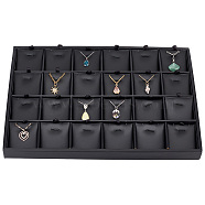 24- Slot Rectangle Imitation Leather Pendant Display Boxes, Jewelry Storage Case for Pendant Necklaces Showing, Black, 35.2x24.2x3cm(CON-WH0095-43)