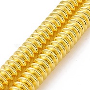 Electroplated Non-magnetic Synthetic Hematite Beads Strands, Disc, Golden Plated, 10x3mm, Hole: 1.8mm, about 117pcs/strand, 15.20 inch(38.6cm)(G-C006-04G)