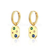 Stainless Steel Rectangle Earrings with Rhinestone for Women(UO8786-1)