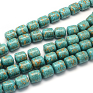 Dyed Synthetic Turquoise Column Bead Strands, Medium Turquoise, 12x13.5~15mm, Hole: 1mm, about 26~29pcs/strand, 15.4 inch~16.5 inch(TURQ-Q100-03E-02)