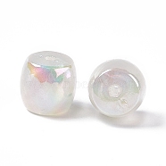 Opaque Acrylic Beads, AB Color, Macaron Color, Barrel, White, 15.5x16.5mm, Hole: 3mm(OACR-C009-01F)