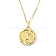 Ion Plating(IP) 304 Stainless Steel Pendant Necklaces for Women, Moon, Real 18K Gold Plated, 18.03 inch(45.8cm)(NJEW-B080-14G)