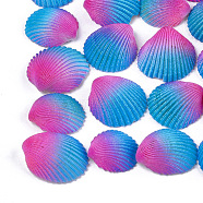Spray Paint Natural Ark Shell Beads, Sea Shell Beads, Undrilled/No Hole, Dodger Blue, 37~47x35~42x12.5~15mm(X-SSHEL-S261-03D)