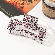 Rectangle Printed Plastic Claw Hair Clips, Hair Accessories for Women & Girls, Leopard Print, 45x85x40mm(PW-WG4034F-01)