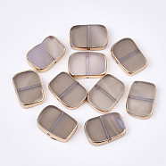 Electroplate Natural Grey Agate Beads, Dyed, Rectangle, 13~14x18~19x3~4mm, Hole: 1mm(G-S344-97)