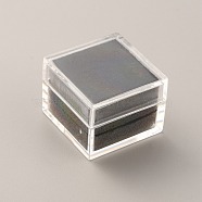 Square Transparent Plastic Loose Diamond Box, Gemstone Small Jewelry Storage Case with Sponge Inside, Black, 2.9x2.9x2.25cm, Inner Diameter: 2.5x2.5cm(CON-WH0084-52B)