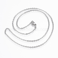 304 Stainless Steel Cable Chain Necklaces, with Lobster Claw Clasps, Stainless Steel Color, 17.7 inch(45cm), 10strand/bag(NJEW-K090-01P)