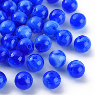 Acrylic Beads, Imitation Gemstone, Round, Blue, 10mm, Hole: 1.6mm, about 1000pcs/500g(MACR-S375-001C-02)