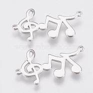 Brass Links, Musical Note, Nickel Free, Real Platinum Plated, 16.5x29.5x1mm, Hole: 1mm(KK-Q750-009P)