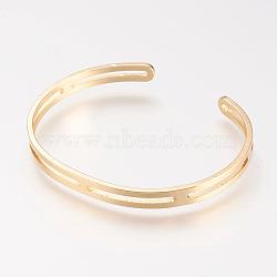 Brass Cuff Bangle, Real 18K Gold Plated, 1-3/4 inchx2-1/8 inch(46x54mm)(BJEW-P168-A08)