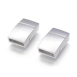 Tarnish Resistant 304 Stainless Steel Magnetic Clasps with Glue-in Ends, Rectangle, Stainless Steel Color, 19.5x12x6mm, Hole: 3x10mm(STAS-G143-75P)