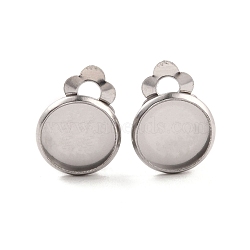 Non-Tarnish 316 Stainless Steel Clip-on Earring Findings, Earring Settings, Flat Round, Stainless Steel Color, Tray: 10mm, 16x12x8mm, Hole: 3mm(STAS-I187-02E-P)