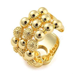 Brass Round Beaded Open Cuff Ring, Long-Lasting Plated, Cadmium Free & Lead Free, Real 18K Gold Plated, US Size 7 3/4(17.9mm)(RJEW-Q782-01G)