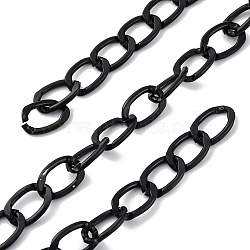 Oxidation Aluminum Faceted Curb Chains, Diamond Cut Cuban Link Chains, Unwelded, with Spool, Black, 7x4x1.2mm(CHA-TAC0003-01EB-A)