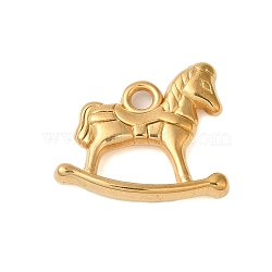 Ion Plating(IP) 304 Stainless Steel Pendants, Hobbyhorse Charms, Real 18K Gold Plated, 17x20x3mm, Hole: 2mm(STAS-N103-15G)