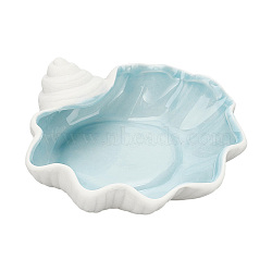Shell Shape Porcelain Jewelry Plate, Storage Tray for Rings, Necklaces, Earring, Light Sky Blue, 124x122.5x51mm(DJEW-WH0009-29)