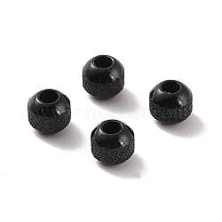 Textured 304 Stainless Steel Beads, Round, Electrophoresis Black, 4mm, Hole: 1.5mm(STAS-P306-01A-EB)
