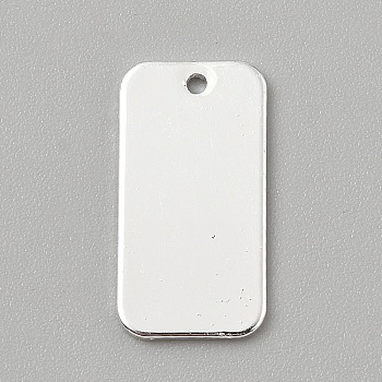 Brass Pendants, Rectangle, Platinum, 20x10x1mm, Hole: 1.4mm