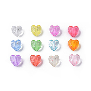 Transparent Acrylic Beads, Heart, Mixed Color, 8x8.5x5.5mm, Hole: 2.5mm, about 2030pcs/500g