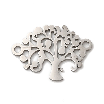 304 Stainless Steel Connector Charms, Tree of Life Links, Stainless Steel Color, 22x15.5x1mm, Hole: 2mm