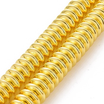 Electroplated Non-magnetic Synthetic Hematite Beads Strands, Disc, Golden Plated, 10x3mm, Hole: 1.8mm, about 117pcs/strand, 15.20 inch(38.6cm)
