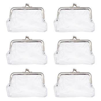 Transparent PVC Wallets, Change Purse for Women, with Iron Kiss Lock, Clear, 9.5x11.5x1cm
