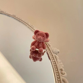 Bear Adjustable Zinc Alloy Flocking Finger Rings for Women, Indian Red, Inner Diameter: Adjustable