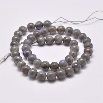 Natural Labradorite Beads Strands, Round, 6mm, Hole: 1mm, about 65pcs/strand, 15.2 inch(38.5cm)