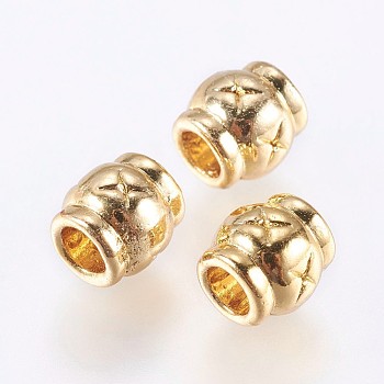Alloy Beads, Real 18K Gold Plated, Column, Golden, 6x6mm, Hole: 3mm