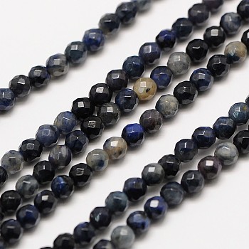 Natural Gemstone Sodalite Faceted Round Beads Strands, 2mm, Hole: 0.8mm, about 190pcs/strand, 16 inch