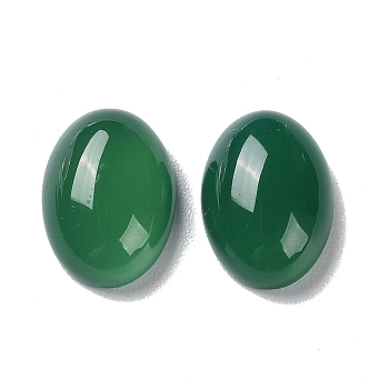 Glass Cabochons, Ovall, Green, 14.5x10x5mm