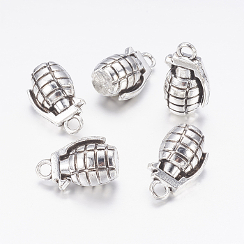 Tibetan Style Zinc Alloy Pendants, Lead Free & Cadmium Free, Grenade, Antique Silver, 22.3x13x11.5mm, Hole: 3mm