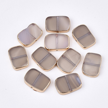 Electroplate Natural Grey Agate Beads, Dyed, Rectangle, 13~14x18~19x3~4mm, Hole: 1mm