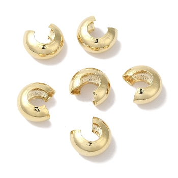 Brass Crimp Bead Cover, Lead Free & Cadmium Free, Real 24K Gold Plated, 9x5mm, Hole: 4.5mm